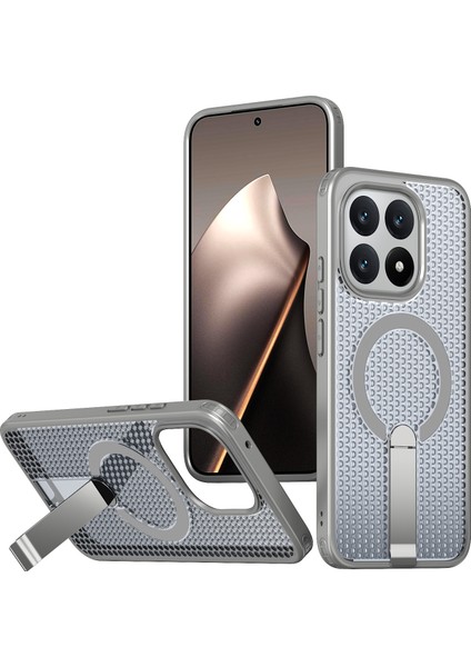 Xiaomi 15T Manyetik Kılıf Destek Standı Izgara Doku Tpu Pc Telefon Arka Kapağı (Yurt Dışından)
