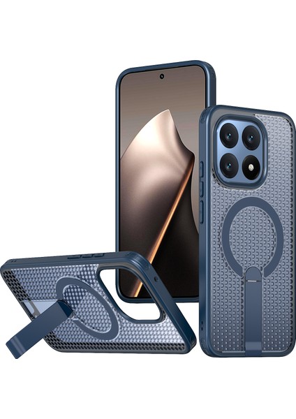 Xiaomi 15T Manyetik Kılıf Destek Standı Izgara Doku Tpu Pc Telefon Arka Kapağı (Yurt Dışından)
