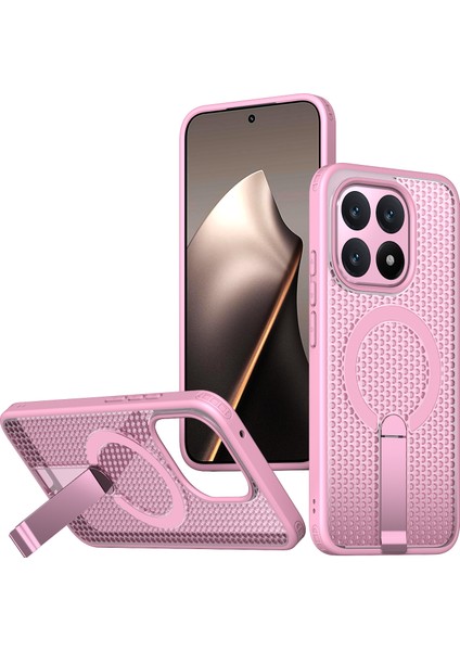 Xiaomi 15T Manyetik Kılıf Destek Standı Izgara Doku Tpu Pc Telefon Arka Kapağı (Yurt Dışından)