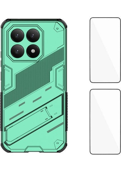 Xiaomi 15T Kılıfı Için 2 Adet Temperli Cam Pc Tpu Telefon Kılıfı Ayaklı Hassas Kesikler (Yurt Dışından)