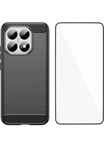 Ekran Filmi Büyük Lens Deliği Fırçalanmış Doku Tpu Telefon Kılıfı ile Xiaomi 15T Kılıfı (Yurt Dışından)