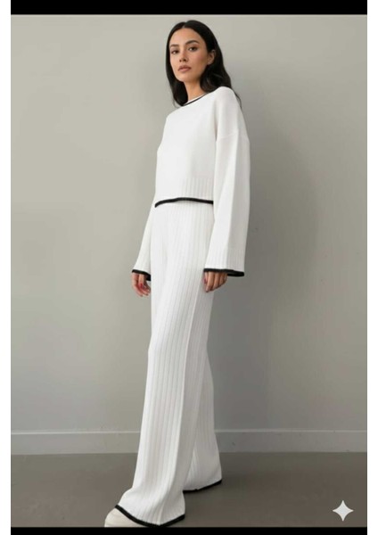 New Deux Kadın Çoban Dikişli Triko Takım