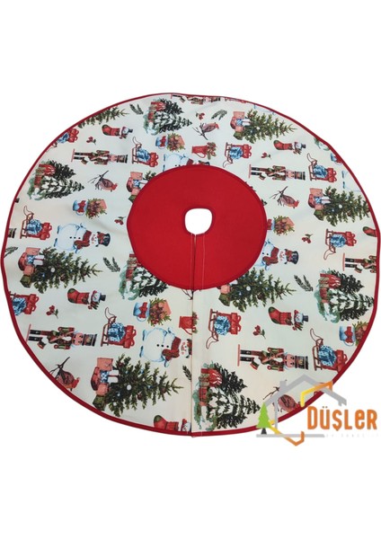 Krem Çam Ağacı ve Figürlü Yılbaşı Ayak Halısı, Yılbaşı Ağacı Altı Örtüsü, Yeniyıl Çam Ağacı Eteği Yıkanabilir Cırtlı modelleri