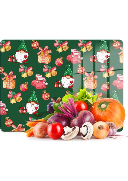 Cam Kesme Tahtası ve Sunumluk Noel Yılbaşı Desenli 20 x 30 cm