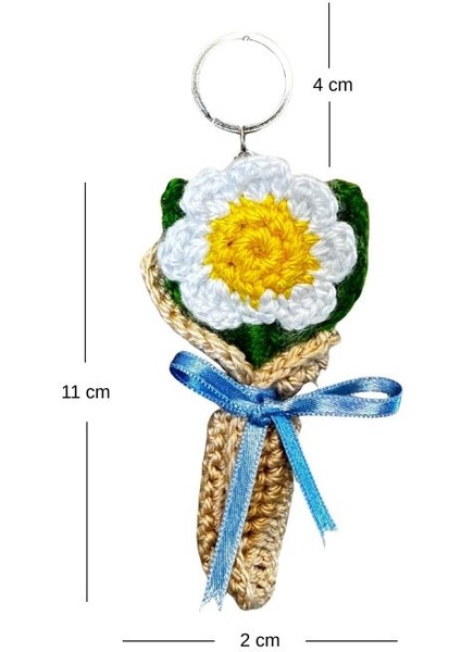 2770 El Yapımı Papatya Temalı Örgü Mini Anahtarlık fiyatları