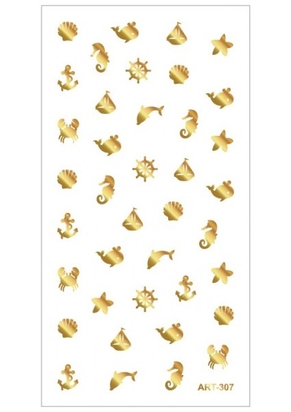 Artikel Deniz Temalı Metalik Tırnak Sticker, Nail Sticker, Nail Art