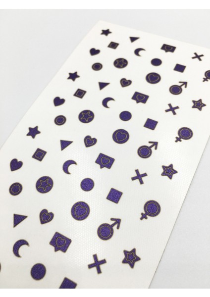 Artikel Mor Karışık Şekiller Metalik Tırnak Sticker, Nail Sticker