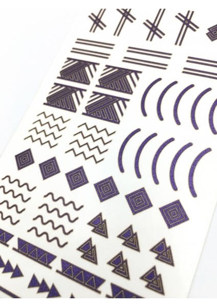 Artikel Mor Etnik Çizgiler Metalik Tırnak Sticker, Nail Sticker, Nail Art fiyatları