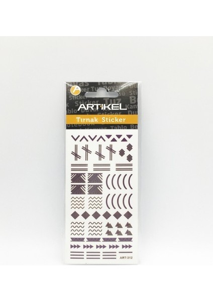 Artikel Mor Etnik Çizgiler Metalik Tırnak Sticker, Nail Sticker, Nail Art modelleri