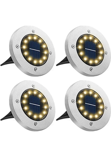 4’lü Güneş Enerjili Solar Yer Bahçe Lambası Zemin Aydınlatma su Geçirmez Yol aydınlatması Beyaz Işık