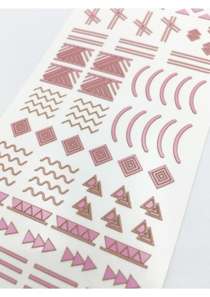 Artikel Pembe Etnik Çizgiler Metalik Tırnak Sticker, Nail Sticker, Nail Art fiyatları