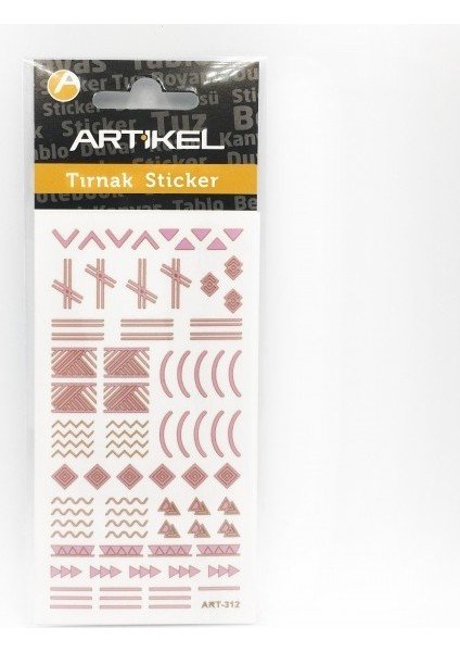 Artikel Pembe Etnik Çizgiler Metalik Tırnak Sticker, Nail Sticker, Nail Art modelleri