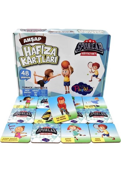 Eğitici Ahşap Hafıza Kartları Sporlar