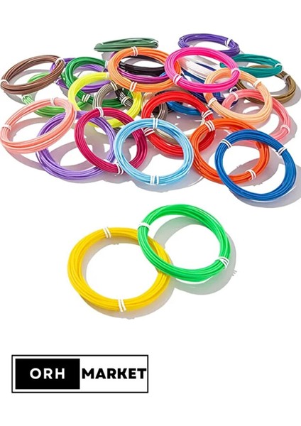 Pla Filament Seti – 10 Renk, 5 Metre x 10 Adet (Toplam 50 Metre) – 3D Kalem Uyumlu fiyatları