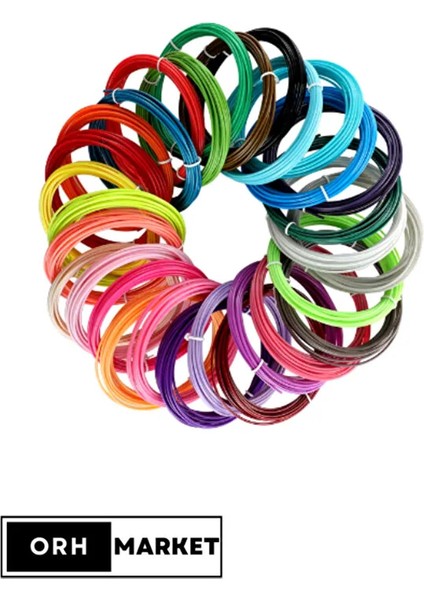 Pla Filament Seti – 10 Renk, 5 Metre x 10 Adet (Toplam 50 Metre) – 3D Kalem Uyumlu modelleri