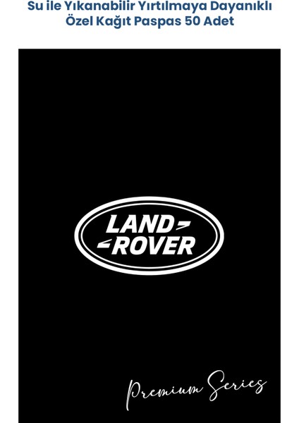 Suya Dayanıklı Yıkanabilir Land Rover Oto Paspas Kağıdı Siyah Gümüş Baskı 50 Adet - 35X50CM - Kalın