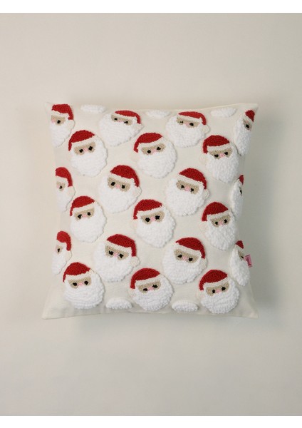 Santa Crowd - Yılbaşı Serisi Noel Baba Yüz Kadife Punch Kırlent Kılıfı