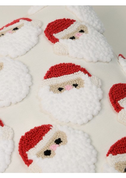 Santa Crowd - Yılbaşı Serisi Noel Baba Yüz Kadife Punch Kırlent Kılıfı fırsatları