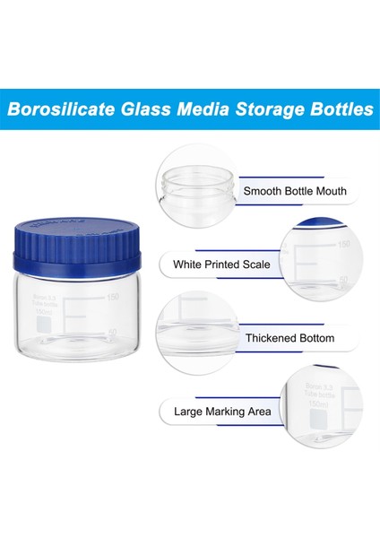 4'lü Reaktif Ortam Saklama Şişeleri, GL32 Vidalı Kapaklı 150 ml Borosilikat Cam Geniş Ağızlı Dereceli Yuvarlak Şişeler (Yurt Dışından) modelleri