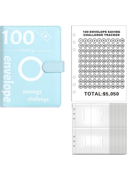 100 Zarf Para Tasarrufu Mücadelesi, 100 Zarf Mücadelesi Klasörü, Para Tasarrufu Klasörü, Bütçe Defteri (Mavi) (Yurt Dışından)