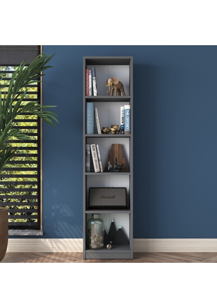 HC111 Kitaplık 5 Raflı Çalışma Odası Kütüphane Modern Duvar Rafı Antrasit modelleri