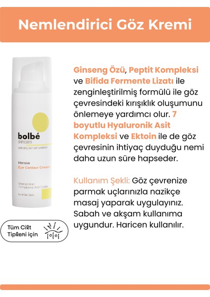 Yoğun Nemlendirici, Elastikiyet Arttırıcı ve Koyu Halka Karşıtı Peptit İçeren Göz Çevresi Kremi - 30 ml modelleri