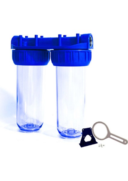 10'' Dublex(Çiftli) Tesisat Tipi Su Arıtma Filtre Kabı 3/4 giriş çıkışlı