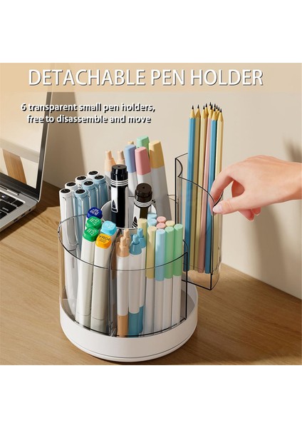 360 Derece Dönebilen Kalemlik, Masa Için 6 Yuvalı Kalemlik, Ofis Malzemeleri ve Ev Ofisi Için Masa Düzenleyicileri (Yurt Dışından) fırsatları