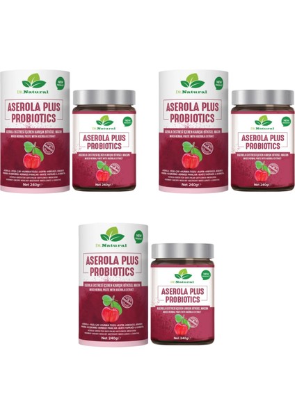 3 Adet Aserola Prebiyotik-Probiyotik Acerola Macun 240 Gr. Colon Temizleme Kürü