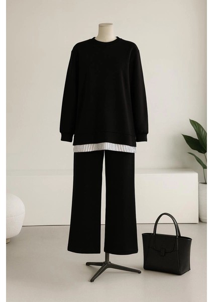 Bg Çizgili Garnili Modal Eşofman Takımı