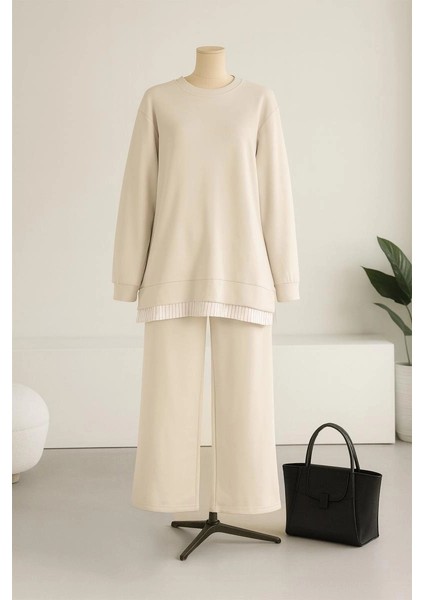 Çizgili Garnili Modal Eşofman Takımı