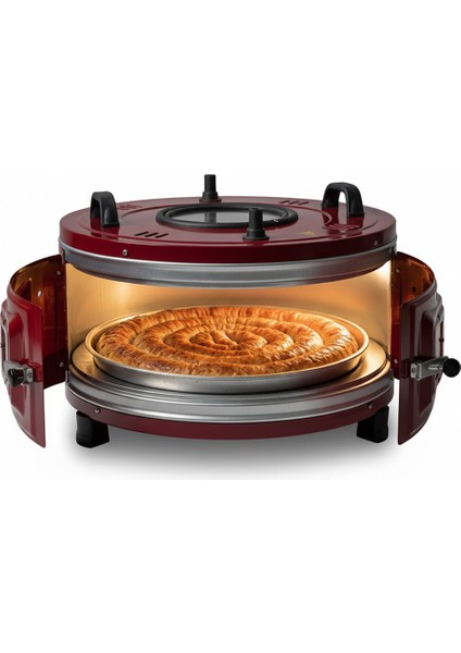 AF130L 25 Litre Orta Boy Yuvarlak Davul Fırın, İç Aydınlatmalı, Termostatlı, Üst & Ön Gözetleme Camlı, 1 Tepsi