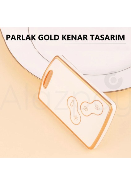 Renault Clio Megane Captur Koleos Fluence Uyumlu Laguna Gold Kenar Tpu Anahtar Kılıfı