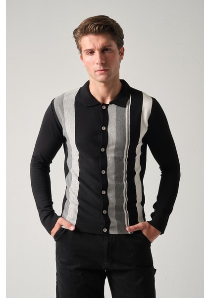 Erkek Triko Çizgili Gömlek