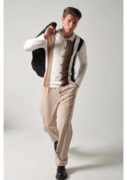 Erkek Triko Çizgili Gömlek