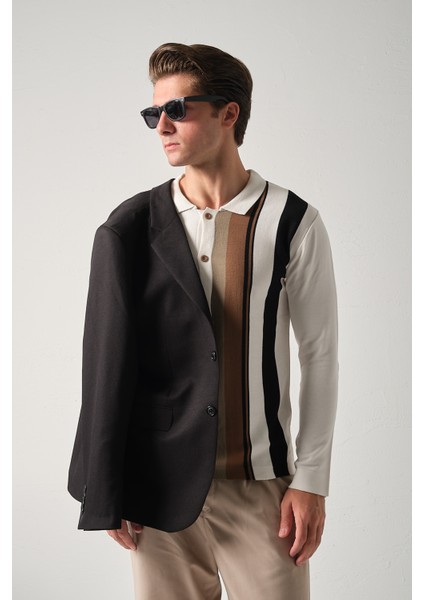 Erkek Triko Çizgili Gömlek