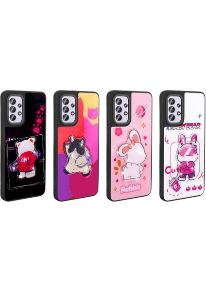 Galaxy A32 4g Kılıf Parlayan Kabartmalı Ikonik Figürlü Akre Amas Silikon Kapak-Mor indirimleri