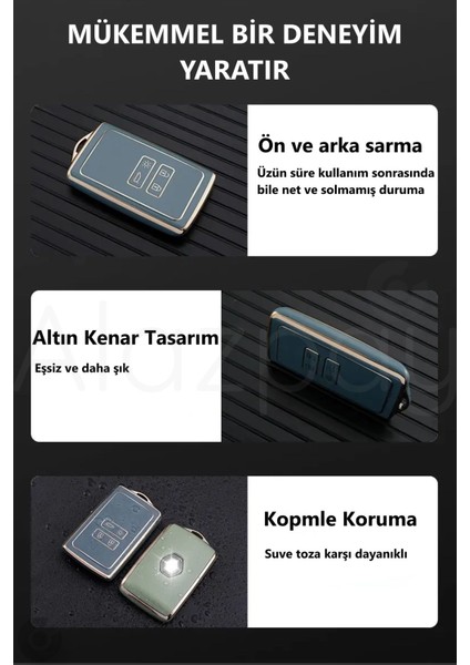 Renault Clio 5 Megane E-Tech Austral Koleos Kadjar Captur Zoe Gold Kenar Tpu Anahtar Kılıfı modelleri
