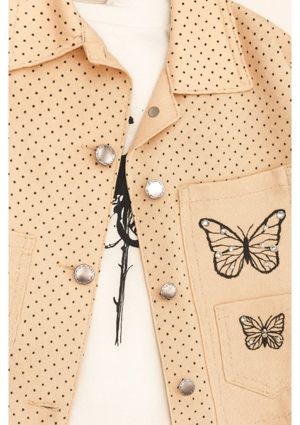 Kız Çocuk Pudra Renk Kanvas Ceket & Pantolon Takımı – Uzun Kollu Sweat 3’lü Kombin fırsatları