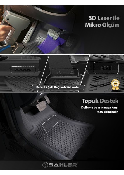 Mercedes C Serisi 2007-2014 Uyumlu SAHLER Araca Özel Bej 4.5D Havuzlu Oto Paspas - Mercedes W204