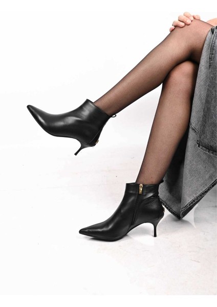 Bağcıksız Fermuarlı Neolit Taban Hakiki Deri Ince Topuklu Bot 337-2308 Kadın Bot