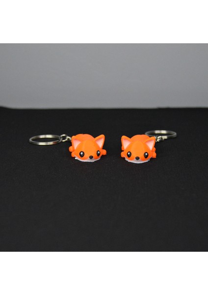 3D Hareketli Eklemli Sevimli Tilki Çanta Süsü ve Anahtarlık