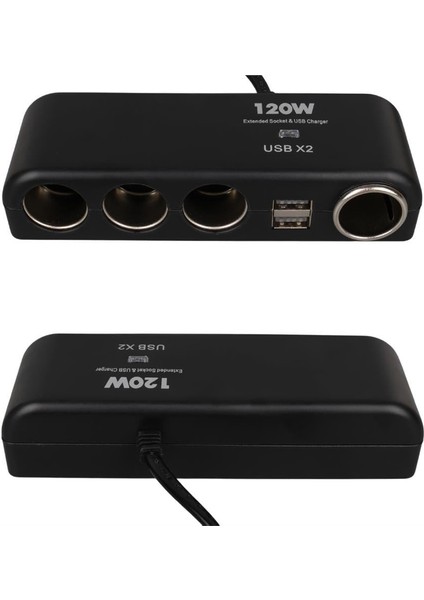 1525 12-24V Çift Usb'lı 120W 80CM Kablolu 4'lü Araç Çakmak Çoklayıcı modelleri
