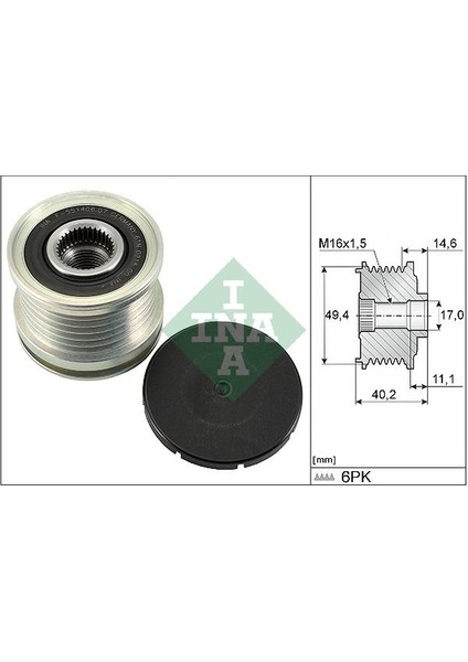 535012410 Alternatör Kasnağı Polo-A4-A6-T6-Amarok-Golf6 1.6-2.0 Tdı Caga-Cdca-Clha-Clhb 045903119A-03G903119B-045903119