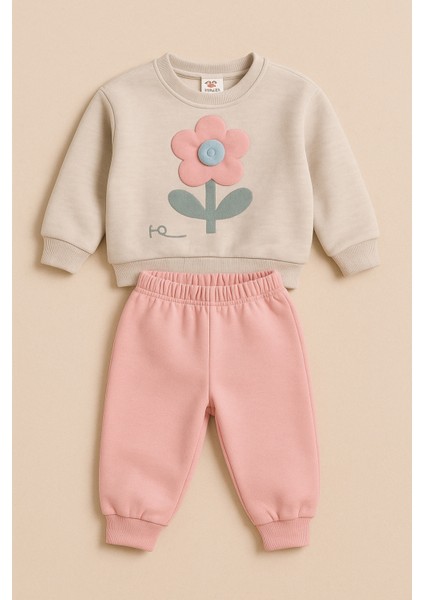 Kız Çocuk Şardonlu Kalın Çiçek Desenli Kışlık Eşofman Takımı – Yumuşacık, Sıcak ve Kusursuz Konfor fiyatları