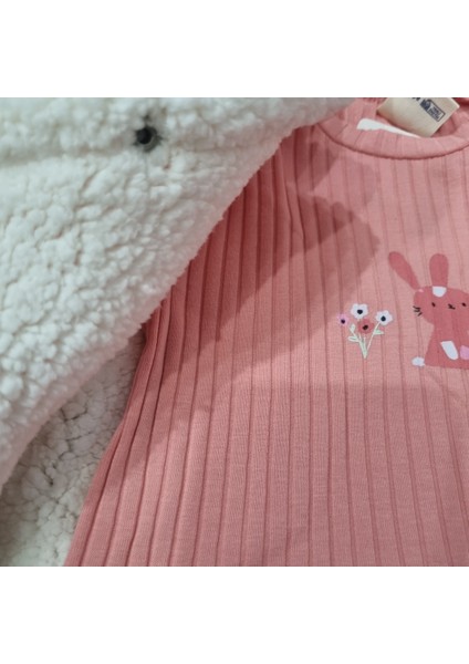 Kışa Meydan Okuyan Pembe 3’lü Set: Içi Polar Kapüşonlu Şişme Yelek+Kalın Tek Alt + Sweatshirt fırsatları