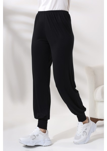 Kadın Siyah Beli Lastikli Ferace Altı Rahat Kesim Tesettür Şalvar Pantolon fırsatları