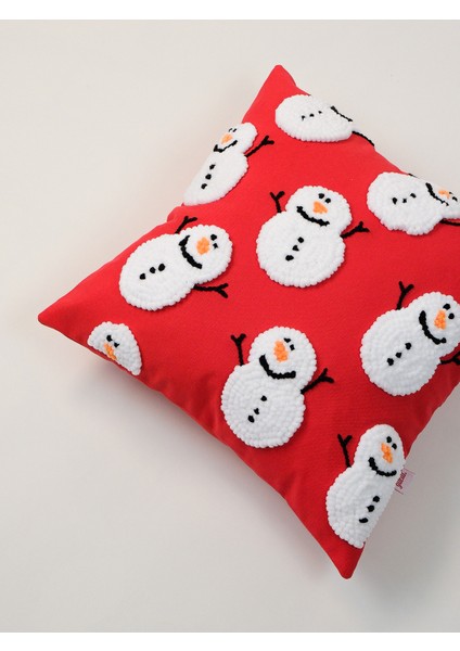 Happy Snowy Man - Yılbaşı Serisi Kadife Kardan Adam Punch Kırlent Yastık Kılıfı fiyatları