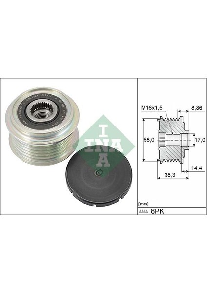 535029610 Alternatör Kasnağı Rulmanlı Hyundaı Elantra VI-KONA-I10 III-I20-II-I30 1.6-1.0 T-Gdi-1.0 Mpi-1.2 M 3732204950