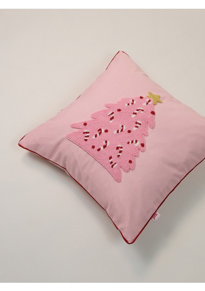 Pink Tree - Yılbaşı Serisi Pembe Çam Ağacı Noel Punch Kırlent Yastık Kılıfı fiyatları